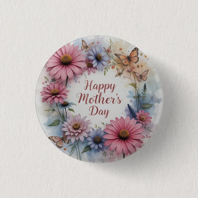 Badge Rond 2,50 Cm WildFlowers Happy Mother's Day (Devant)