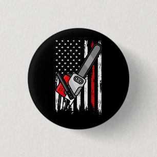 Badge Rond 2,50 Cm Wildland Firefighter Chainsaw Red Line American Fl