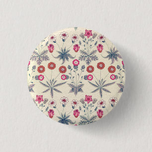 Badge Rond 2,50 Cm William Morris Daisy Motif floral Orange rouge