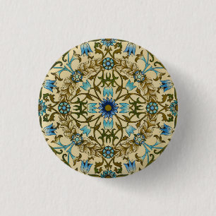 Badge Rond 2,50 Cm William Morris- Modèle Antique 1873 Vigne et Fleur