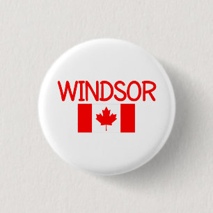 Badge Rond 2,50 Cm Windsor Canada Drapeau canadien Couleur foncée, wi