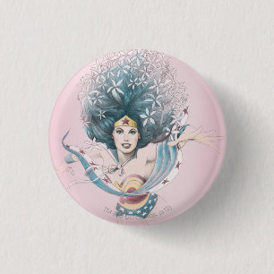 Badge Rond 2,50 Cm Wonder Woman and Flowers