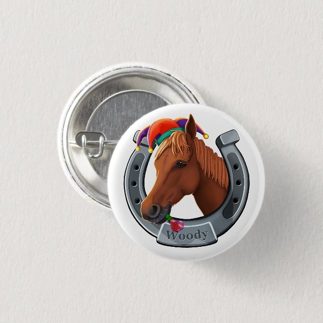 Badge Rond 2,50 Cm Woody le poney (Devant & derrière)