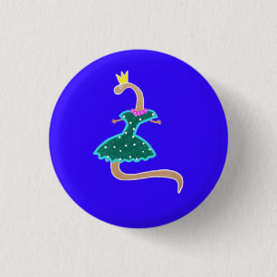 Badge Rond 2,50 Cm Worm dans une robe verte et une couronne