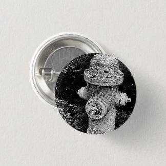 Badge Rond 2,50 Cm Worn Chipped Rusty Old Fire Hydrant Photo Pin