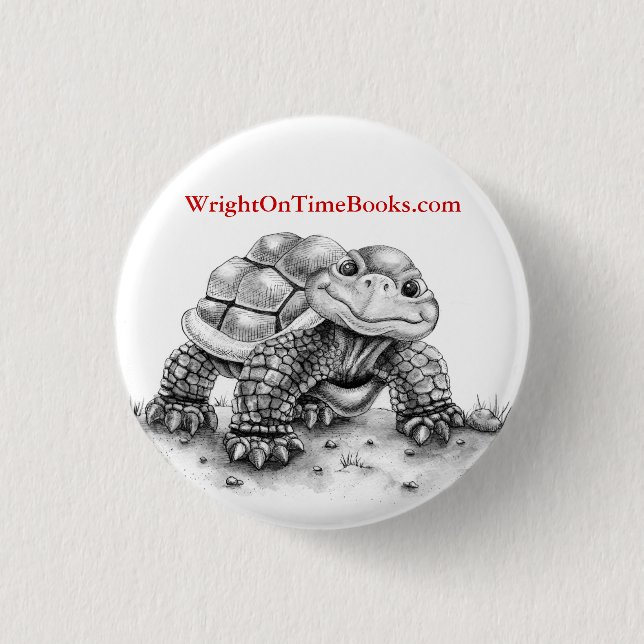 Badge Rond 2,50 Cm Wright à l'heure réserve la tortue (Devant)