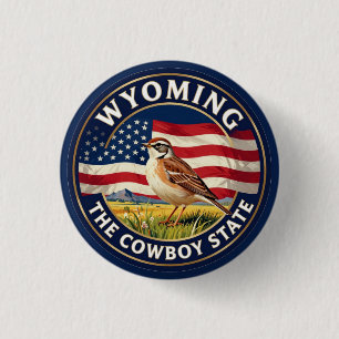 Badge Rond 2,50 Cm 🏔️ Wyoming Meadowlark Patrimoine Cowboy