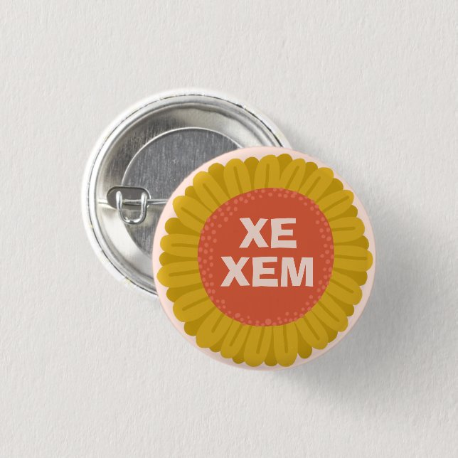 Badge Rond 2,50 Cm XE/XEM Pronounounes Sunflower Daisy Pride (Devant & derrière)