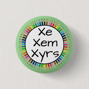 Badge Rond 2,50 Cm Xe Xem Xyrs Pronouns in Circle of Colored Pencils