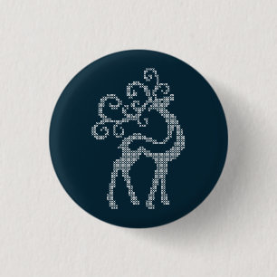 Badge Rond 2,50 Cm Xmas deer antlers nordic knitted reindeer