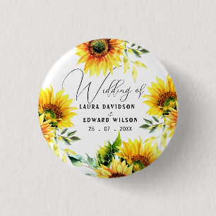 Badge Rond 2,50 Cm Yellow sunflower floral vibrant spring bouquet