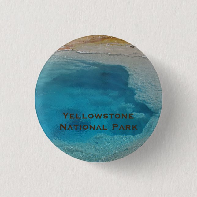 Badge Rond 2,50 Cm Yellowstone Unique Blue Pool Photo Parc national (Devant)