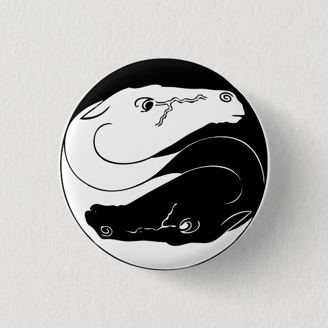Badge Rond 2,50 Cm Yin Yang bouton chevaux (Devant)