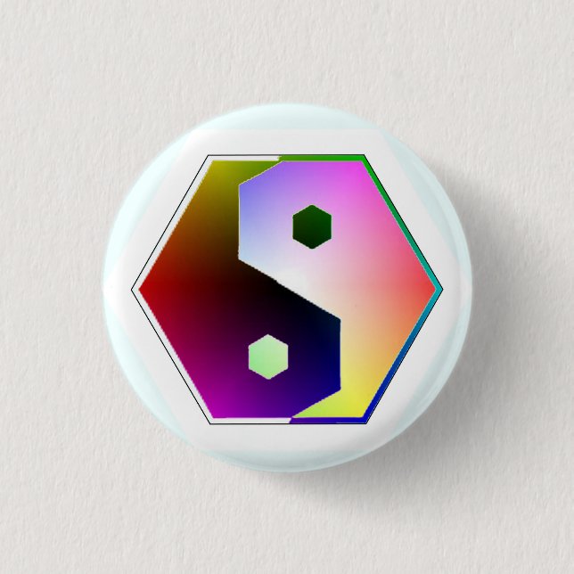 Badge Rond 2,50 Cm Yin Yang Hexagon (Devant)