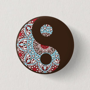 Badge Rond 2,50 Cm Yin Yang Mandala coloré