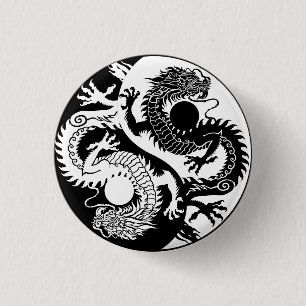 BADGE ROND 2,50 CM YIN YANG PORTE - CLÉ DE DEUX DRAGONS