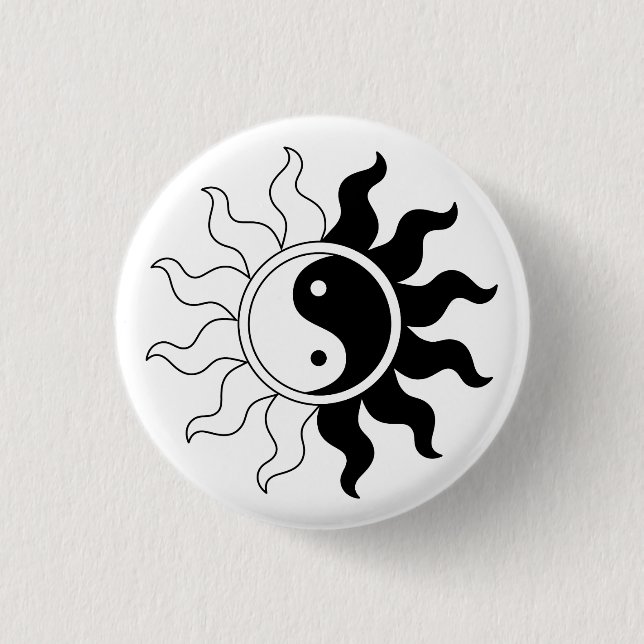 Badge Rond 2,50 Cm Yin Yang symbole soleil (Devant)