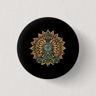 Badge Rond 2,50 Cm Yoga Lotus Pose Zen Graphisme