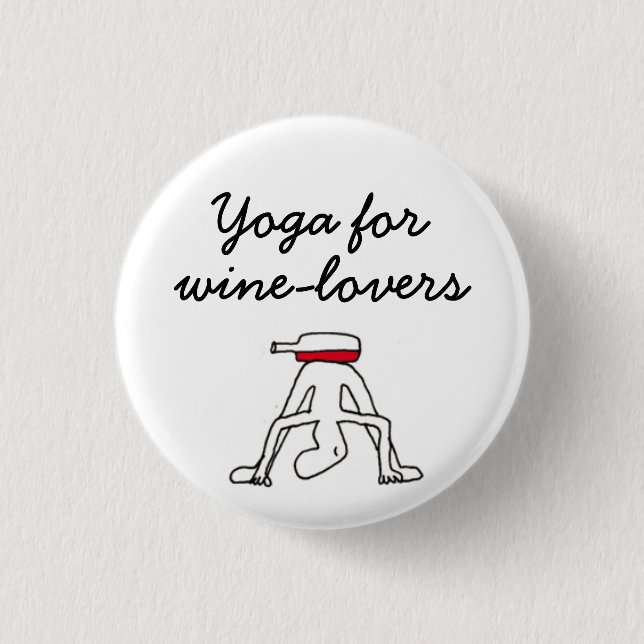 Badge Rond 2,50 Cm Yoga pour l'insigne de blanc de Winelovers (Devant)