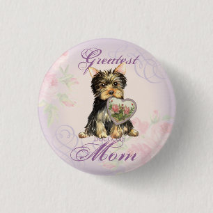 Badge Rond 2,50 Cm Yorkie Heart Maman