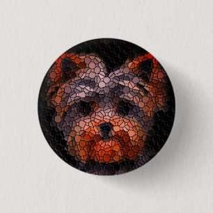 Badge Rond 2,50 Cm Yorkie, Yorkshire Terrier, Chiot