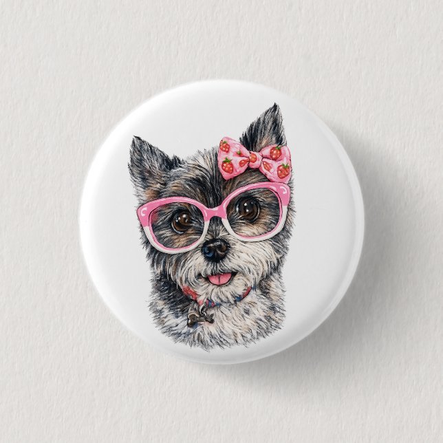 Badge Rond 2,50 Cm Yorkshire Terrier Gift for Dog Lovers (Devant)