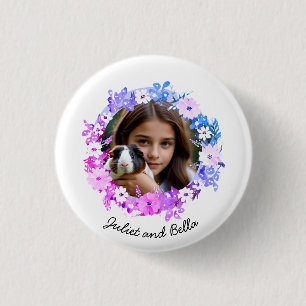Badge Rond 2,50 Cm You & Your Pet Photo Plutôt Floral Personnalisé