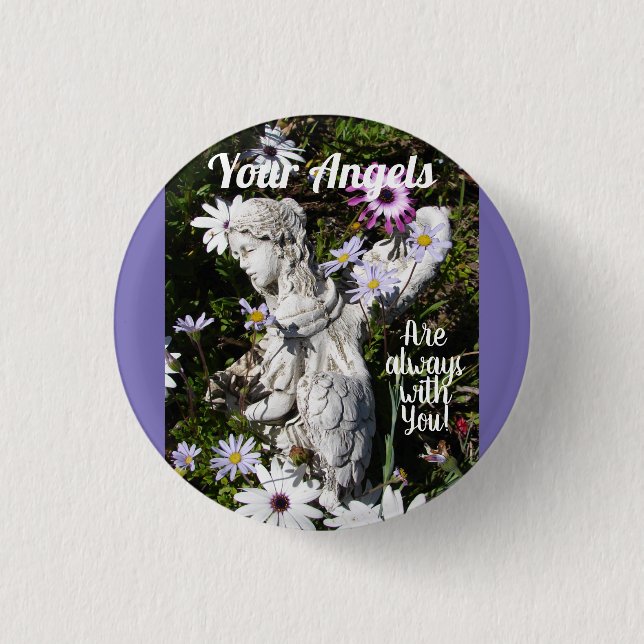Badge Rond 2,50 Cm Your Angels Are Always with You Floral Flower (Devant)