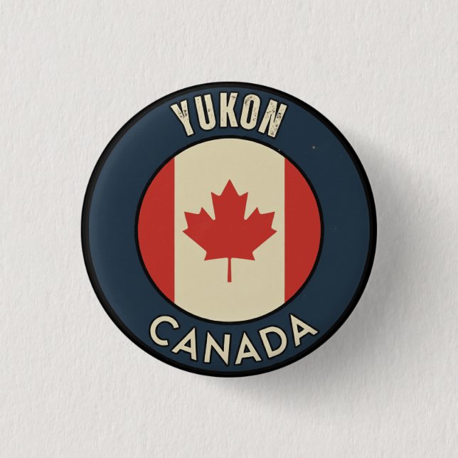 Badge Rond 2,50 Cm Yukon Canada (Devant)