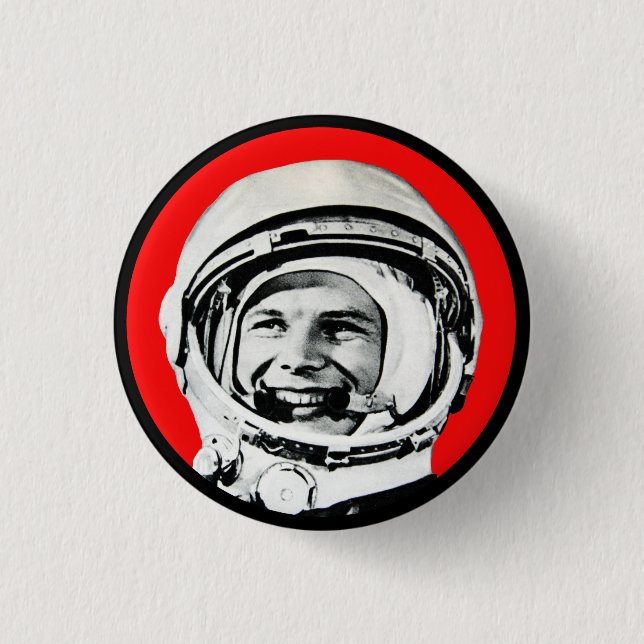 Badge Rond 2,50 Cm Yuri Gagarin - héros et cosmonaute soviétiques (Devant)