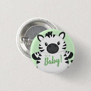 Badge Rond 2,50 Cm Zebra Baby shower Green