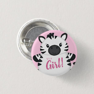Badge Rond 2,50 Cm Zebra Baby shower Safari Rose Girl