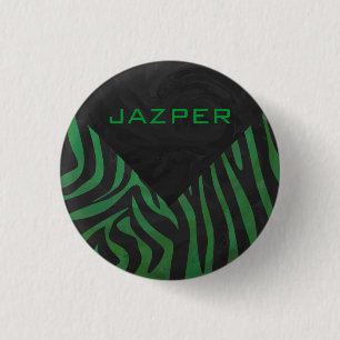 Badge Rond 2,50 Cm Zebra Monogramme noir et vert