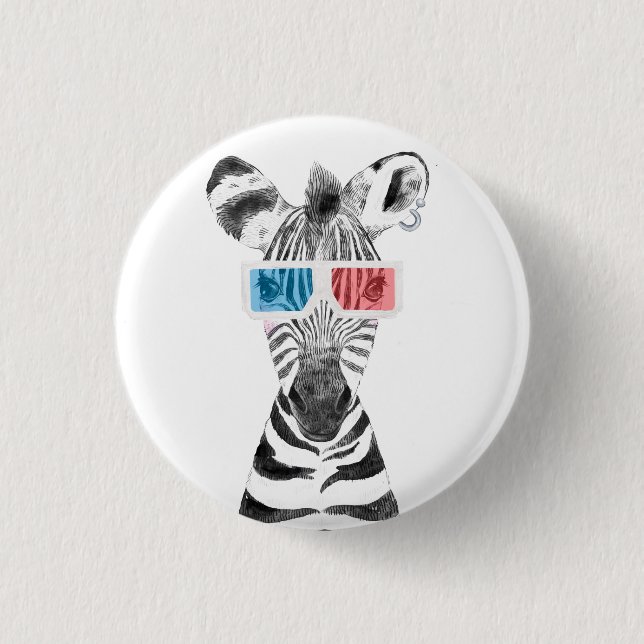 Badge Rond 2,50 Cm Zèbre Cool   (Devant)