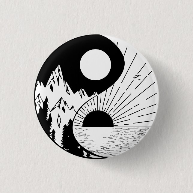 Badge Rond 2,50 Cm Zen Yin Yang noir blanc (Devant)