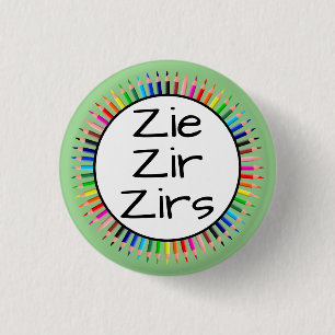 Badge Rond 2,50 Cm Zie Zir Zirs Pronounouns en cercle de crayons colo