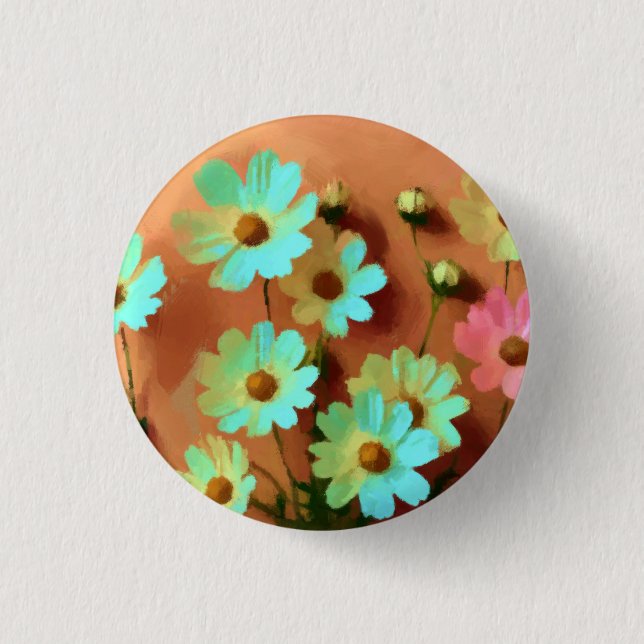 Badge Rond 2,50 Cm Zinnia Elegans Florals (Devant)