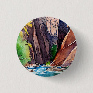 Badge Rond 2,50 Cm Zion National Park Utah The Narrows par couleur d'