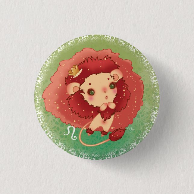 Badge Rond 2,50 Cm Zodiac lion leo (Devant)