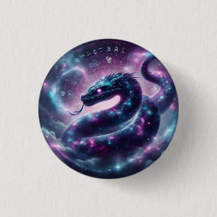 Badge Rond 2,50 Cm Zodiaque Galaxie du Serpent Cosmique Astrologie
