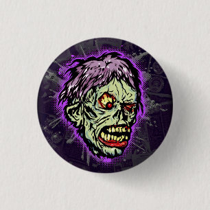 Badge Rond 2,50 Cm Zombie Shock ! Masque de monstre vintage des année