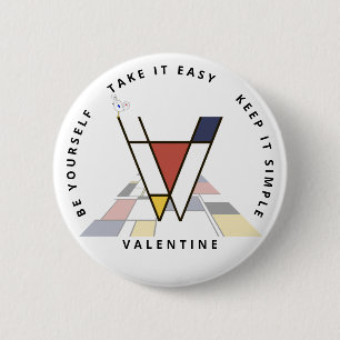 Badge Rond 5 Cm С le néoplasticisme passionnant Art Monogramme. Le