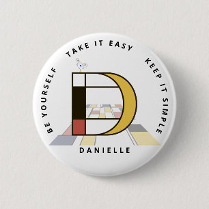 Badge Rond 5 Cm С le néoplasticisme passionnant Art Monogramme. Le