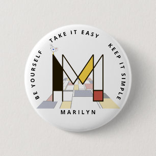 Badge Rond 5 Cm с Néoplastie Art monogram Lettre M
