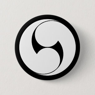 BADGE ROND 5 CM 右 二 つ 巴 (地 き 抜)