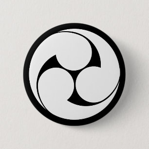BADGE ROND 5 CM 左 三 つ 巴 (地 き 抜)