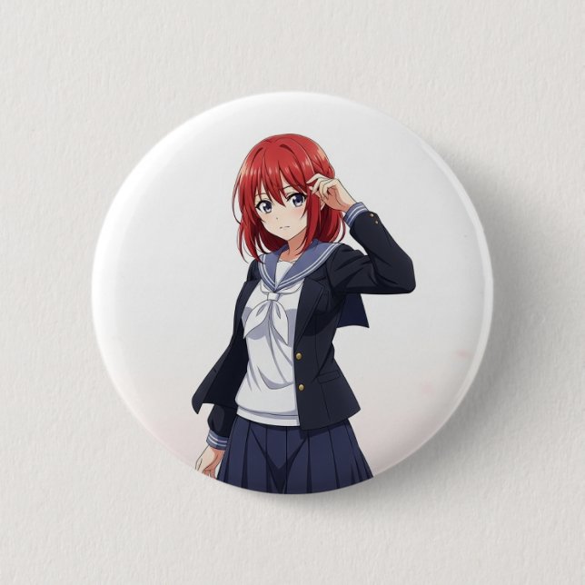 BADGE ROND 5 CM 日本のアニメ風女子キャラクター (Devant)
