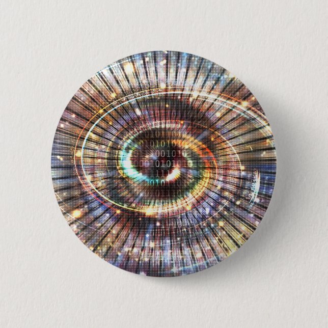 Badge Rond 5 Cm 01001010100101101 - Bouton (Devant)