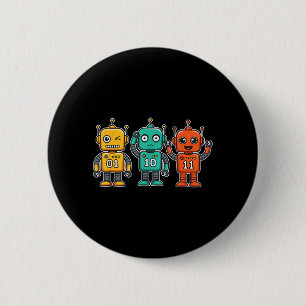 Badge Rond 5 Cm 01 10 11 Robot Drôle pour Hommes Femmes Enfants Su