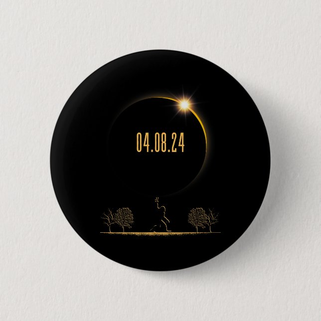 Badge Rond 5 Cm 04.08.24 Éclipse solaire totale 2024 (Devant)